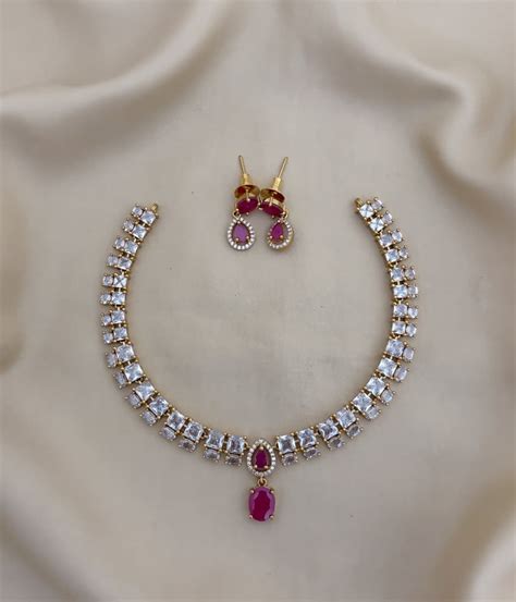 White stone color drop necklace – Sunshine jewellery