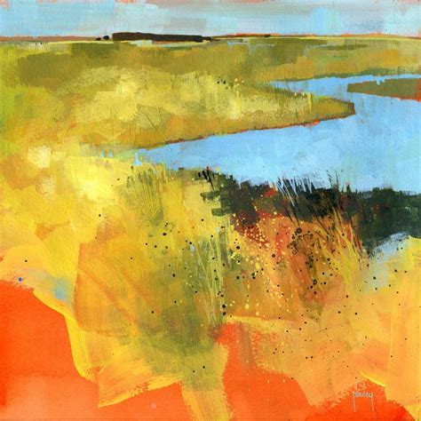 Original acrylic semi-abstract landscape painting Backwaters