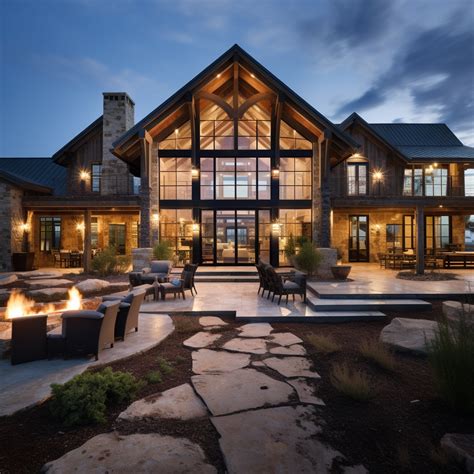 Modern Barndominium Design Idea with Fire Pit and Seating