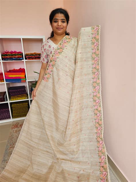 Semi Tussar Kota Weaving Sarees - Cream – Looms Legacy