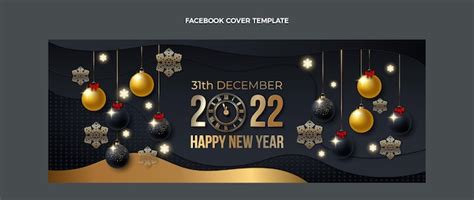 Realistic new year social media cover template | Free Vector