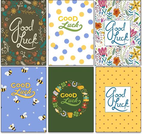 12 Good Luck Cards - 6 Designs 2 of Each Folding Cards with Envelopes ...