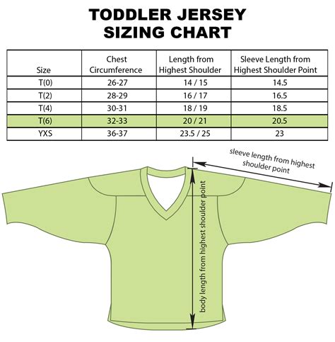 Toddler Hockey Jersey Size Chart at David Masterson blog