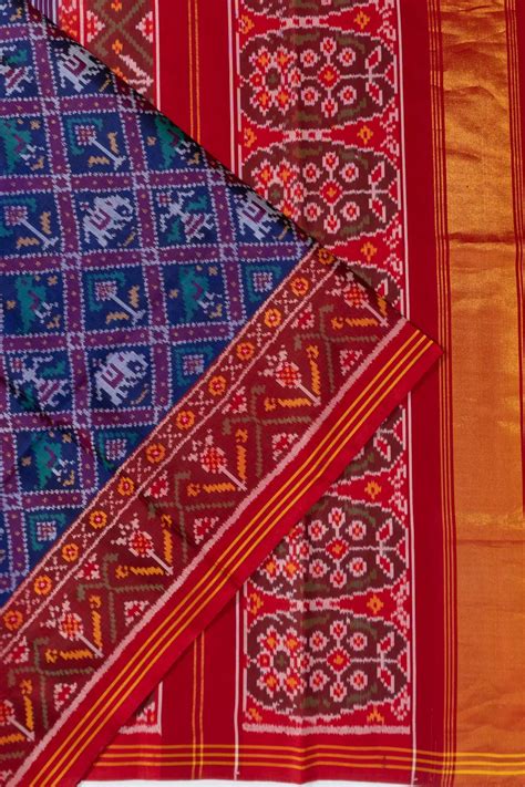Semi Patan Patola Silk Ikat Blue Saree | Kankatala
