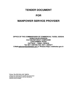 Fillable Online TENDER DOCUMENT FOR MANPOWER SERVICE PROVIDER OFFICE OF ...