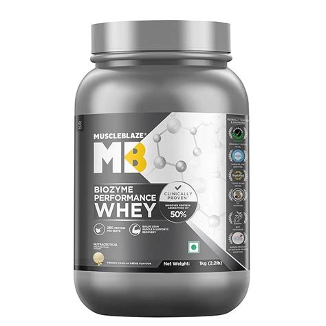 MuscleBlaze Biozyme Performance Whey Protein Powder, French Vanilla ...