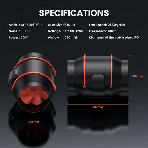 Buy Ortur 6 Inch Inline Duct Fan with Wireless Remote Speed Controller ...