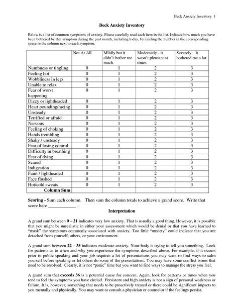Printable Bdi Ii Depression Form - Printable Forms Free Online