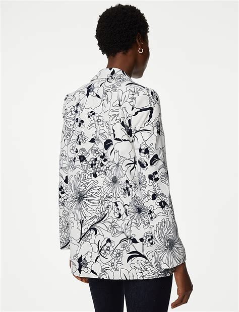 Buy Satin Relaxed Floral Single Breasted Blazer at Marks & Spencer