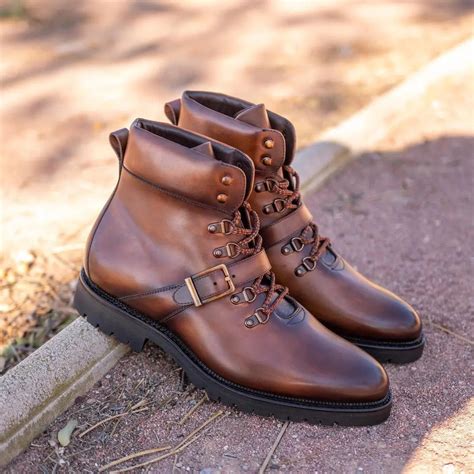 Height Increasing Tan Leather Headre Chunky Combat Boots – Costoso Italiano