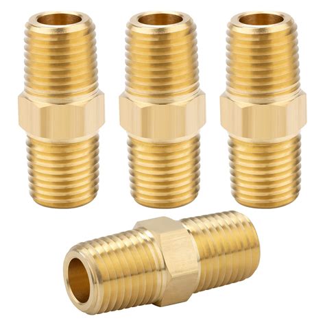 Snapklik.com : KOOTANS 1/4 NPT X 1/4 NPT Male Solid Brass Hex Nipples