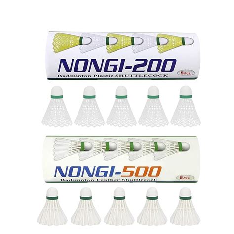 NONGI Plastic and Feather Shuttle Corks Combo Pack of 10 Shuttlecocks ...