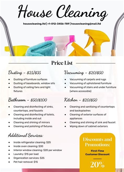 Commercial House Cleaning Price List in 2025 | House cleaning prices ...