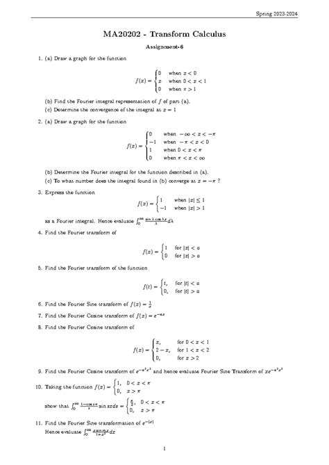 TC Asgn6 - Spring 2023- MA20202 - Transform Calculus Assignment- (a ...