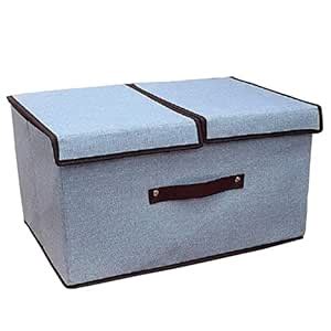 POPLEY Foldable Fabric Storage Box Cloth Storage Boxes with Lid Handles ...