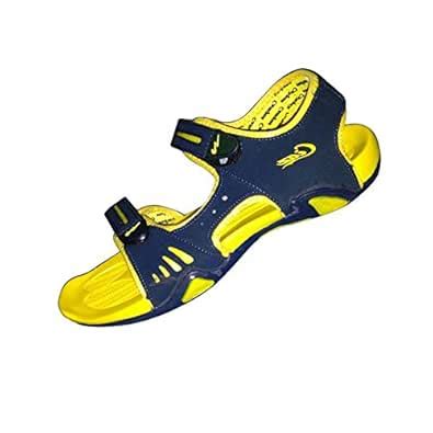 Utkarsh Footwear Men's Yellow & Blue Synthetic Sandal, Size : 9 ...