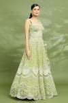 Buy Green Silk, Net Tassels, Sequins Sweetheart Neck Scallop Hem ...