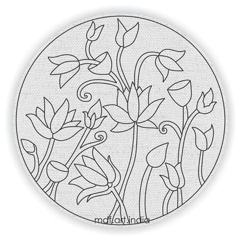 Lotus Pichwai Round DIY Canvas– Hobby Decor Pvt Ltd