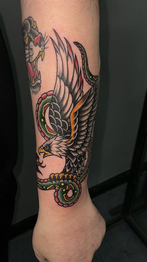 Traditional Snake And Eagle Tattoo Jon Haas | Eagle / Snake For