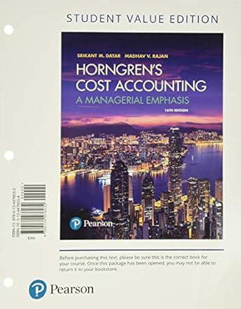 Buy Horngren's Cost Accounting + MyAccountinglab With Pearson Etext: A ...