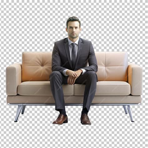 Premium PSD | A man sitting on the sofa PNG