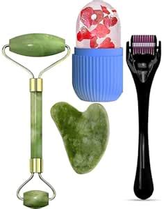 LIMESHOT Facial Massager Jade Roller & Gua Sha Tool Natural Himalayan ...