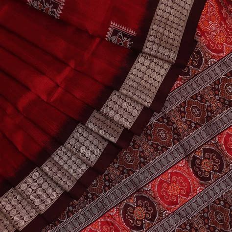 Maroon Ikkat Bomkai Silk Saree | A861004283 – Priyadarshini Handloom