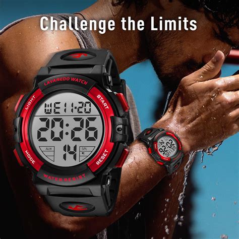 Buy L LAVAREDO Mens Digital Watch - Sports Military Watches Waterproof ...