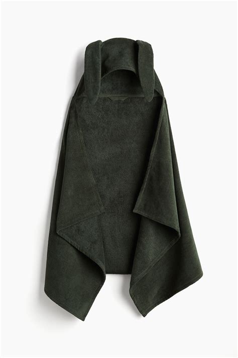 Hooded bath towel - Dark green/Bunny - Home All | H&M IN