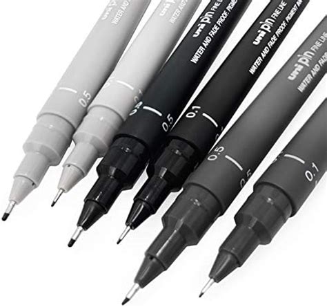 Uni Pin Fineliner Drawing Pen - Sketching Set - Grey Tones - 0.1/0.5mm ...
