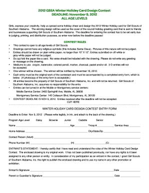 Fillable Online Winter Holiday Card Design Contest Entry Form Fax Email ...