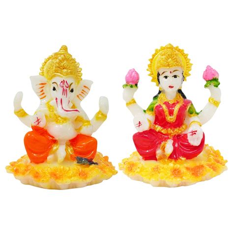 Deep Ganesh Arts GanpatiLaxmi Idol for Temple, car Dashboard, Table ...