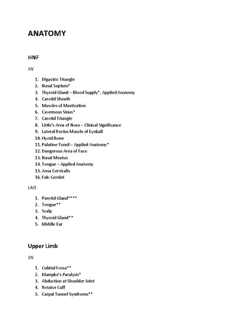 MBBS 1st Year Anatomy & Physiology Key Topics and Notes - Studocu