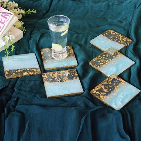 Wood Resin Coaster Set - Handcrafted Elegance | Monstera Hut