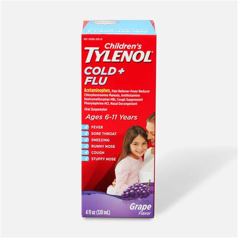 Children's Tylenol Cold + Flu, Grape Flavor, 4 fl oz