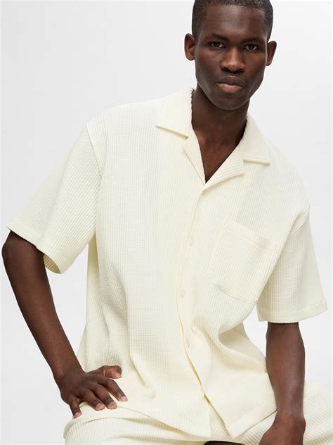 Buy Off-White Cuban Collar Co-ord Set Shirt for Men Online