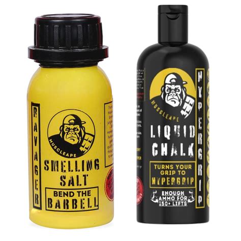 Muscleape Liquid Chalk & Ammonia Smelling Salt Ravager Turn Your Grip ...