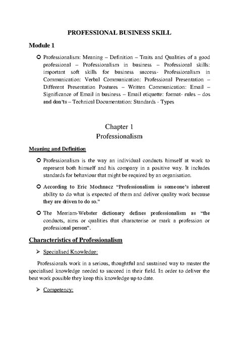 M1 Professionalism - Understanding Key Traits and Skills in Business ...