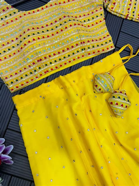 Haldi Ceremony Look with Our Embroidered Lehenga |Ready-to-Wear Design