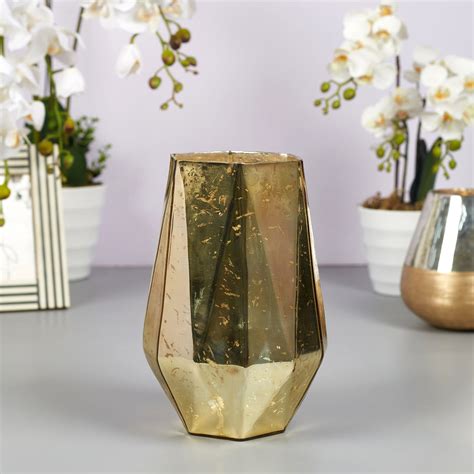Phiona Glass Hexa Handcrafted Votive Mercury 24 Cm in Gold Colour ...