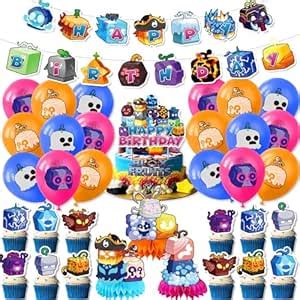 Blox Fruits Birthday Party Decoration, Include Fruits Birthday Banner ...