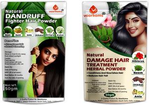 voorkoms Natural Dandruff Fighter & Damage Hair Herbal Powder For Hair ...