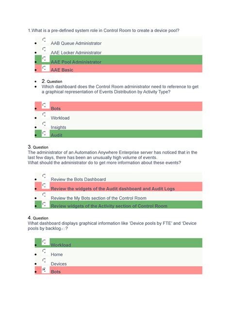 AARI exam practice - 1 is a pre-defined system role in Control Room to ...
