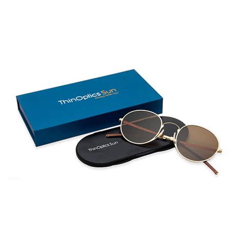 Buy Gold Brown Full Rim Round Thinoptics C4 With Case Sunglasses at ...