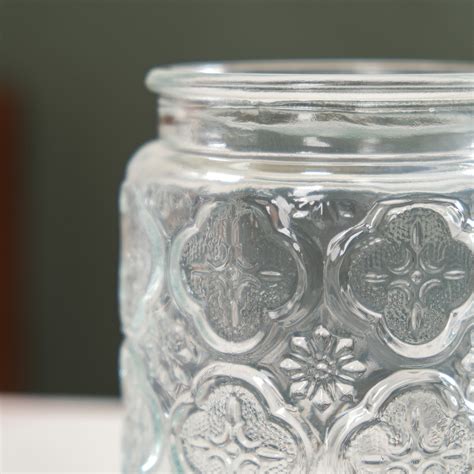 Vintage Patterned Glass Jar With Lid Set Of 4 700ml Online - Premium ...