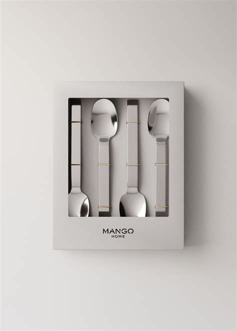 Set of 4 stainless steel dessert spoons - Home | MANGO United Kingdom
