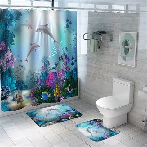 Kuber Industries Shower Curtain & Bathroom Mat Set | Shower Curtain ...