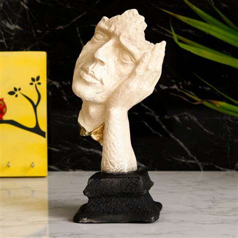 White Antique Finish Thinking Man Face Handcrafted Decorative Polyresin ...