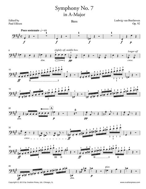 Beethoven Symphony No. 7 Bass Part by Paul Ellison