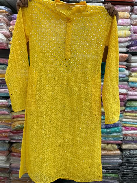 Veersons Chikankari Mirror Work Haquoba Lucknowi Gents Kurta – Veersons ...
